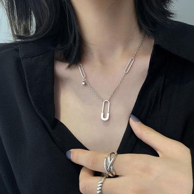 China New Style Stainless Steel Paper Clip Custom Sweater Punk Chain Unisex Necklaces for sale