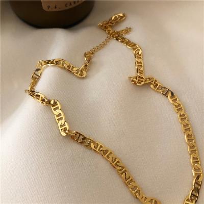 China New chain punk copper cuban gold plated silver plated heavy metal link chain necklaces for man and woman for sale