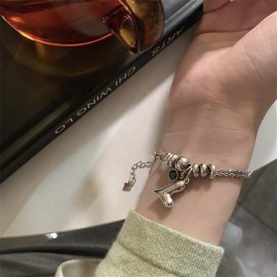 China Amazon FASHIONABLE Hot Sale Women's Love Heart Round Ball Stainless Steel Personality Hip Hop Bracelets For Party for sale