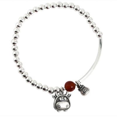 China FASHIONABLE Wholesale Red Crystal Carriage Bead 925 Sterling Silver Cattle Woman Blessing Bracelets for sale