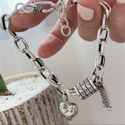 China New Hiphop Style Vintage Heart Love Abacus Cylinder Copper Bracelets For Men And Women for sale