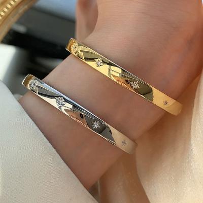 China Vintage Minimalism Vintage Star 24k Gold Plated Women Jewelry Cuff Bracelets For Wedding And Engagement for sale