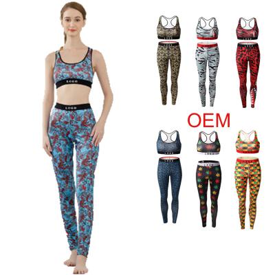 China Zebra Stripes Print Logo Zebra Stripes Print High Waisted Breathable Custom Workout Clothing Women Activewear Yoga Tight Set for sale