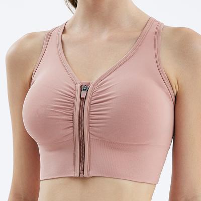 China Yoga Front Cross Shockproof Bra Anti-pilling Straps Sports Bra Sports Wire Fitness Women's Running Zipper Vest for sale