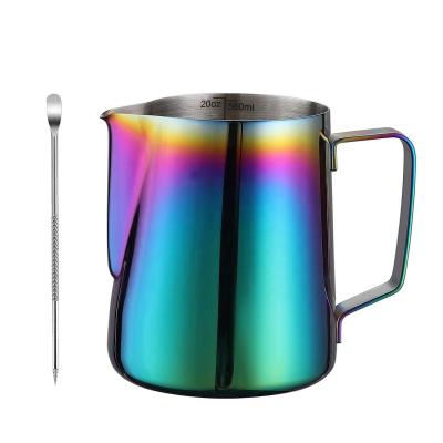 China Factory Wholesale Viable 20oz 600ML Espresso Frothing Stainless Steel Pitcher Milk Jug With Coffee Latte Art Pen for sale