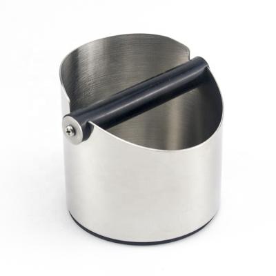 China Durable Stainless Steel Base Removable Kick Post Non-Slip Espresso Coffee Trash Can for sale