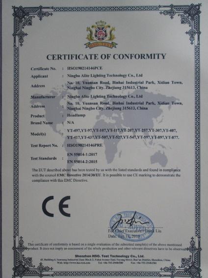 CE - Ningbo Alite Lighting Technology Co., Ltd.