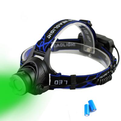 China High Quality Height Adjustable Power T6 LED Zoom Beam Green Light 400 Lumens Outdoor Rechargeable Zoom Head Torch for sale