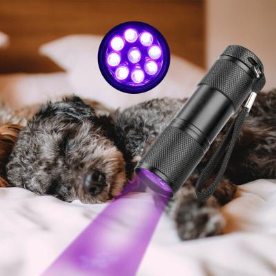 China High Quality Industrial Bacteria Detection Handheld UV Torch 365 Nm Amber Aluminum 9 Led UV Flashlight Led UV Flashlight for sale