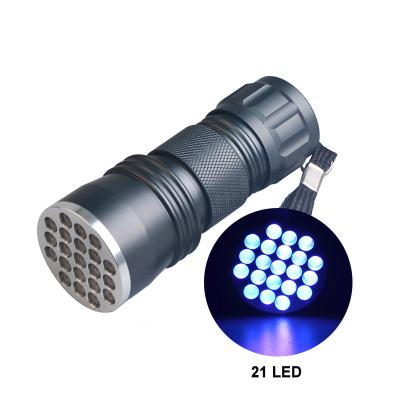 China Camping UV Flashlight 21LED AAA Dry Battery Purple 395nm 365nm Torch Handheld UV Light For Scorpion Detection for sale