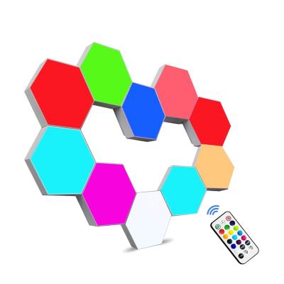 China Modular Hexagon Wall Touch Light 3*AAA Battery Hexagon LED Cabinet Light Touch Switch And Motion Sensor RGB 3pc Quantum Touch for sale