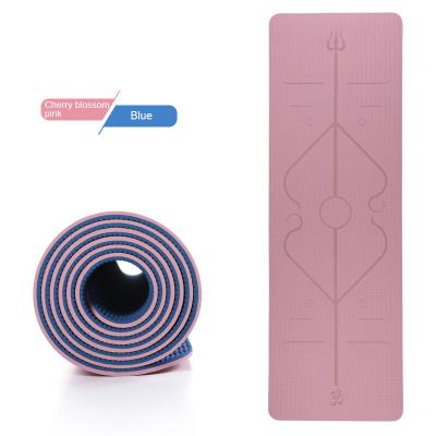 China Hot Selling Non-Toxic Washable Non-Slip Yoga Mat With Accurate Position Line 6mm Tape Double Color for sale