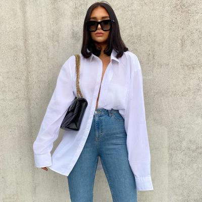 China Jinpo European and American loose comic women blouse collar solid color new style fashion casual shirt workable in stock fast shipping for sale