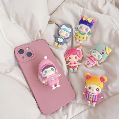 China Airbag Adjustable Cute Foldable Phone Grip Phone Holder Cartoon Girl Cartoon Accessories Mobile Phone Holder Desk Handle for sale