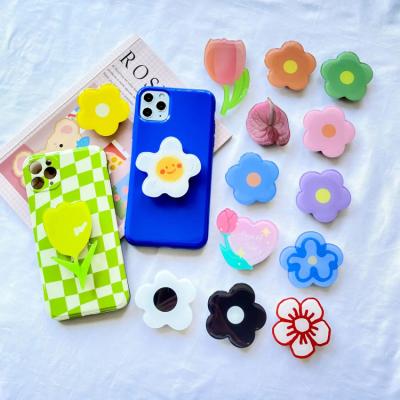 China INS Flower 3D Flower Airbag Epoxy Resin Phone Holder DIY Adjustable Hot Plug Cell Phone Holder Plug For Mobile Phone for sale