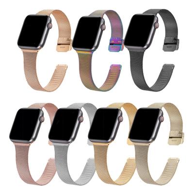 China Stainless Steel Watch Band Strap Narrow APPL Watch Bands Milanese Loop For Apple Watch Band Milanese Cover for sale