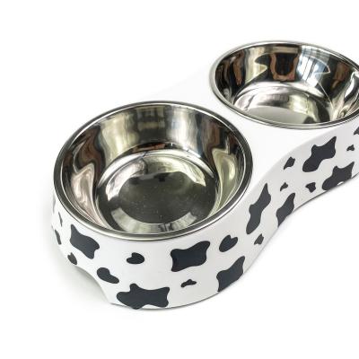 China Sustainable Wholesale Dog Cat Food Water Bowl Melamine Stainless Steel Metal Dog Bowl for sale