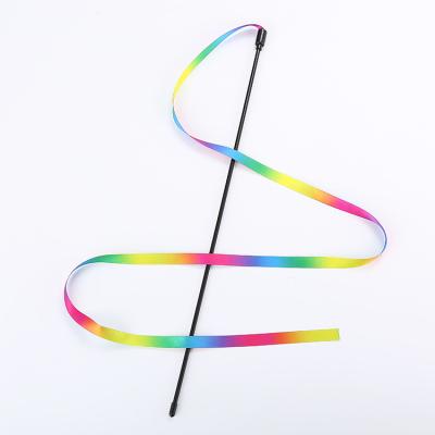 China Wholesale Thin Viable Stick Puzzle Toy Rainbow Cloth Puzzle Cat Interactive Pet Cat Toy for sale