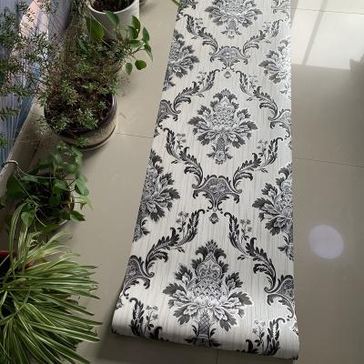 China European Luxury Home Decor Damask PVC Wallpaper Living Room Bedroom TV Background Classic Vinyl 3D Adhesive Wallpaper for sale