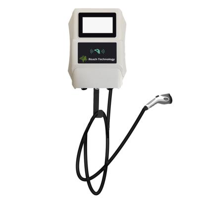 China Single type - 2 EV three phase charging station, EU standard 32A charger, 22 KW IEC 62196-2 plug with LCD screen and power cable for sale