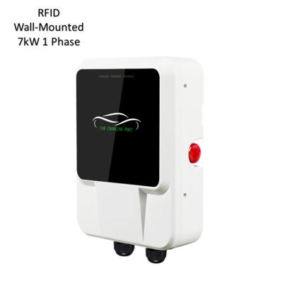 China Single Wallbox 7kW RFID Home Charging Station NFC Without LCD Screen With 5m Cable for sale