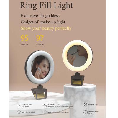 China Color temperature/brightness adjustment factory wholesale mini ring light with phone holder and led ring fill light for laptop computer for sale