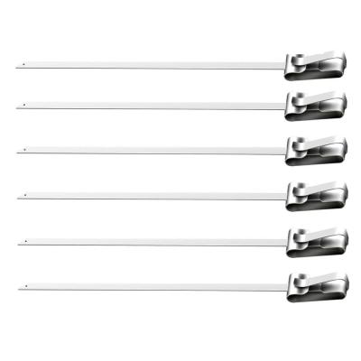 China 17 Inch Long Stainless Steel BBQ Easily Cleaned Flat Skewers With Quick Release Metal Grilling Kebab Stick for sale