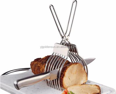 China Sustainable 11.5 Inch Stainless Steel Roast Slicing Tongs for sale