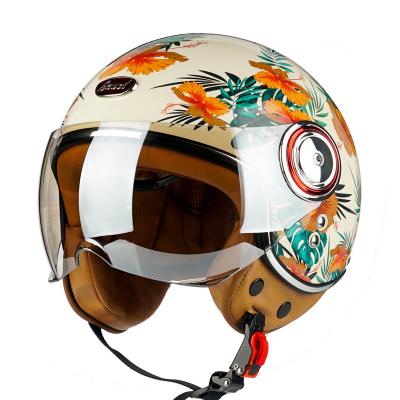 Κίνα 2023 Electric Car Sun Shield Motorcycle Helmet Retro Open Cover Safety Helmet Half Face Protection With High Definition Lens προς πώληση