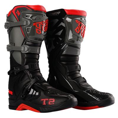 Κίνα Wholesale T2 Dirt Bike Motocross Boots Anti-UV Cool New Black Genuine Leather OEM Motorcycle Boots For Men προς πώληση