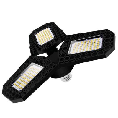 China Warehouse 2021 high bright e27 hexagon lamp 3 leaf lights deformable ceiling fixture 60W led garage light for sale