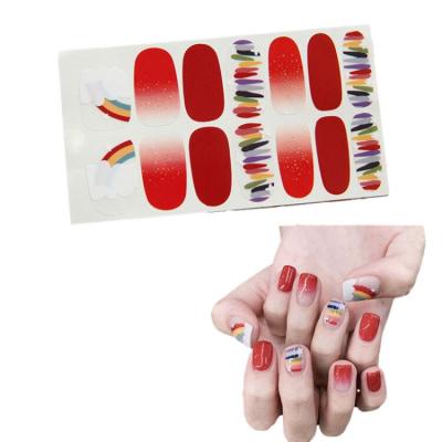 China Easy Apply 14PCS Custom Nail Stickers For Gel Nail Art Sticker Decals Designers Nail Polish Stickers for sale