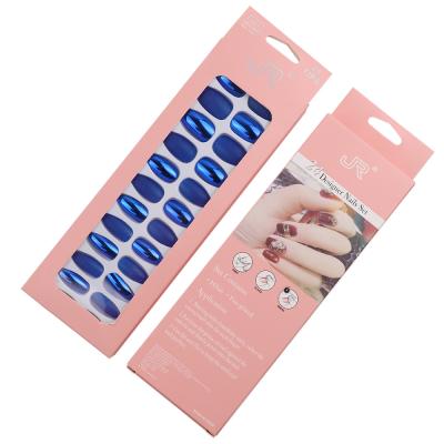 China Imported ABS material nail wear 24 pieces with glue plating and decorative point grinding nail false nail for sale