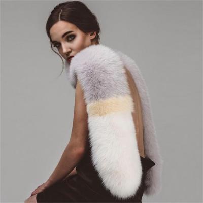 China Hot sale fashion scarves long Jane de rex faux rabbit fur pom scarf winter extar warm warm colors for sale