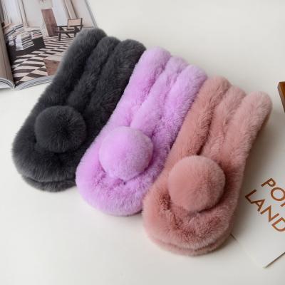 China Hot Wholesale Fashion Rex Rabbit Fur Scarf Women Rex Rabbit Fur Scarf Fox Rabbit Stole for Faur for sale