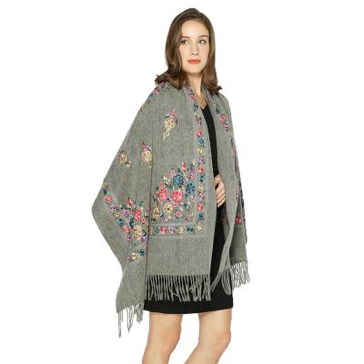 China 2020 New Blended Wool Scarf Embroidered Shawl Long Blended Wool Bufanda For Women for sale