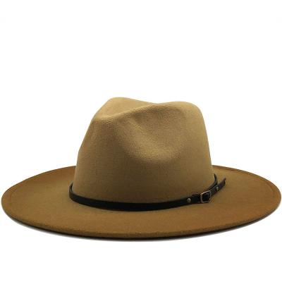 China Rita solid color church flat image Derby Cap Felt Women Ribbon classic single brim fdeora hat for sale