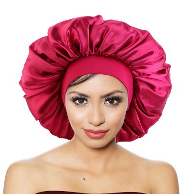 China Eco-friendly Soft Silk Hair Hood With Wide Band Comfortable Night Sleep Cap Hair Loss Cap for sale