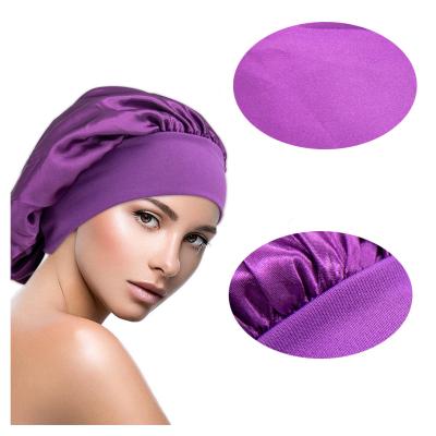 China Eco-friendly Soft Silk Hair Hood With Wide Band Comfortable Night Sleep Cap Hair Loss Cap for sale