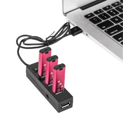 China 2.0 Port Black USB 4 Hub With Switch Splitter For PC Macbook 3504 for sale