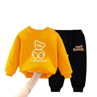 China LOGO Kids Clothing Sports Clothes Custom Thickened Casual For Baby Winter Girl Boy Clothing Set Stylish Long Sleeve Boy Clothing Set for sale