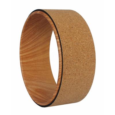 China Eco-friendly Durable Cork Wood Yoga Wheel Recycled Natural Anti Slip Back Massager In Factory Price for sale