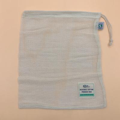 China Eco - Friendly Reusable Organic Cotton Mesh Produce Bag With Drawstring For Grocery Fruit Vegetable for sale