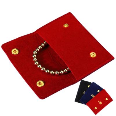 China Red Velvet Custom Printed Suede Envelope Jewelry Pouch And Gift Packaging Bag With Button for sale