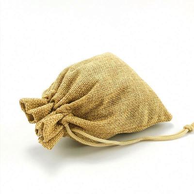 China CANDY Color Fashion Design Custom Natural Jute Coffee Sack Burlap Drawstring Bag With Snap Button for sale