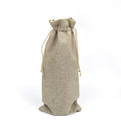 China Eco - Friendly Wholesale Burlap Hessian Packaging Champagne Bottle Red Wine Burlap Bag Bags for sale