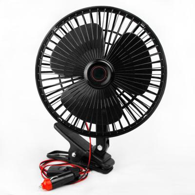 China Car Fan 8 Inch 12V 24V Mini Metal Black Plastic Bus Truck Oscillating Metal Cooling Plastic Car Fans With Clip for sale