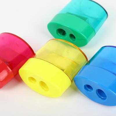 China Wholesale Plastic Double Hole Pencil Sharpener Knife Sharpener Sharpener Factory Manual Square Transparent for sale