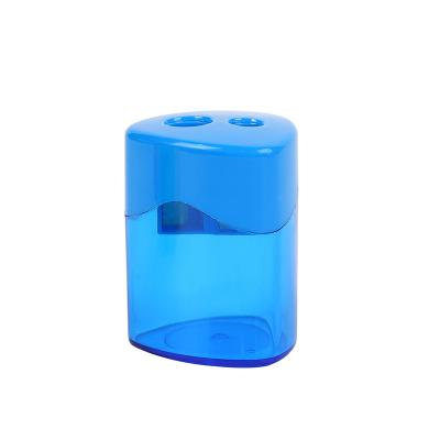 China Wholesale Portable Double Hole Pencil Sharpener Penknife Manual Square Stripe Plastic Pencil Sharpeners for sale