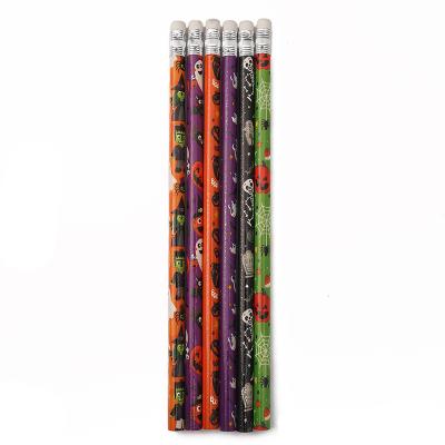 China Contact Customer Service Halloween Color Draw Pencil Student Stationery HBWith Eraser Pencil Painting Wooden Rod Pencil Wholesale for sale